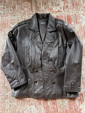 Spiegel Dark Brown Double-Breasted Leather Jacket